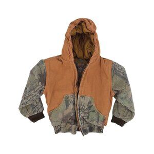 Outdoor Habitat Boys Size 2T Hooded Jacket Quilted Lining Camo Sleeves Brown